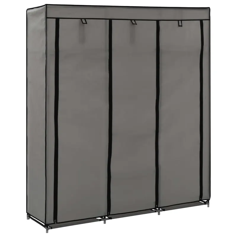 Șifonier cu bare si compartimente, gri, 150x45x175 cm, textil