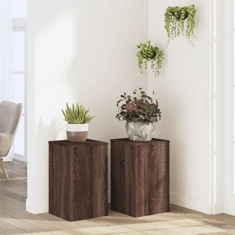 suport de plante 2buc. stejar maro 30x30x50cm lemn prelucrat