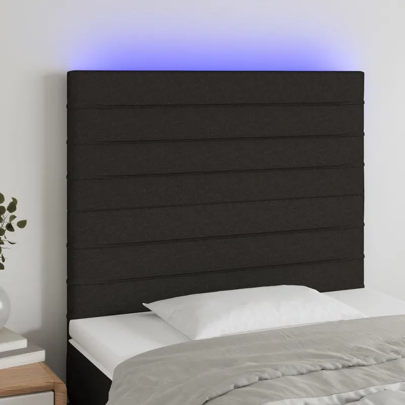 tablie de pat cu led, negru, 80x5x118/128 cm, textil
