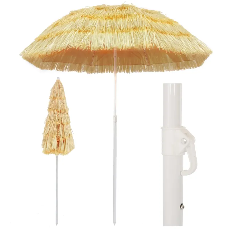umbrela de plaja, natural, 180 cm, stil hawaiian