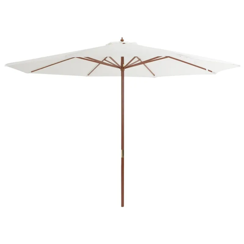 umbrela de soare exterior, stalp din lemn, alb nisipiu, 350 cm