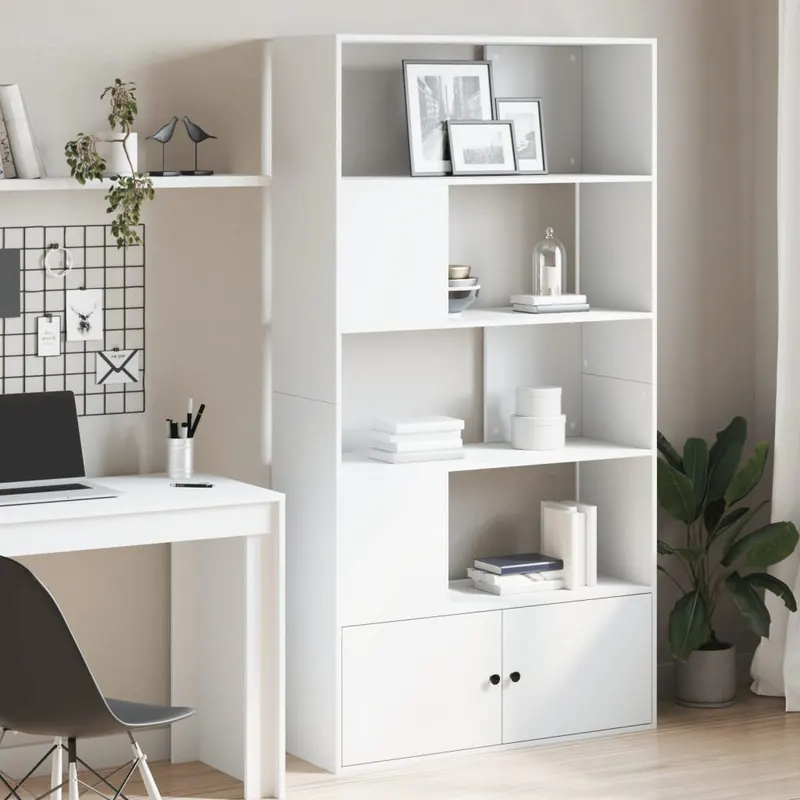 biblioteca, alb, 100x36x189 cm, lemn prelucrat