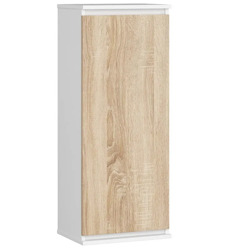 Dulap suspendat pal usa 3 rafturi interioare, 40x30x99 cm, design modern, alb stejar sonoma