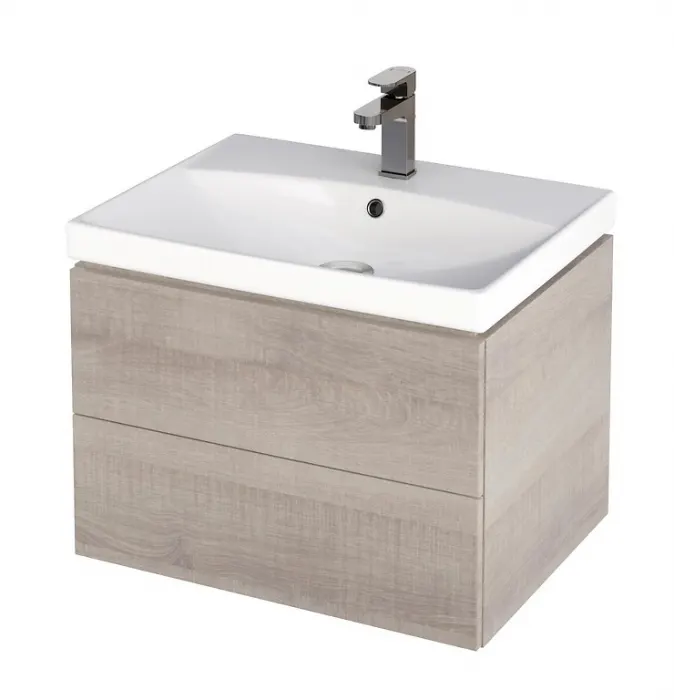 Mobilier baie suspendat pentru lavoar 60 cm cu 2 sertare stejar Cersanit City