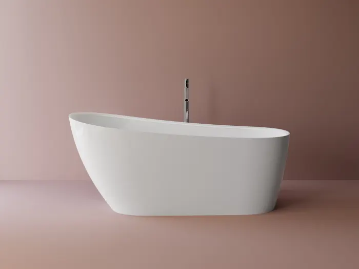 Cada freestanding ovala, compozit alb lucios, 168.7x73.4x70.5 cm, Belgravia