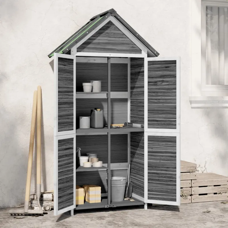magazie de unelte de gradina gri 89x52,5x175 cm lemn masiv pin