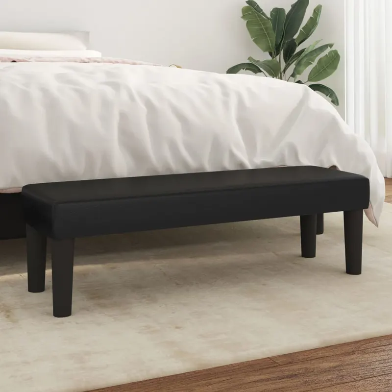 banca, negru, 100x30x30 cm, piele ecologica