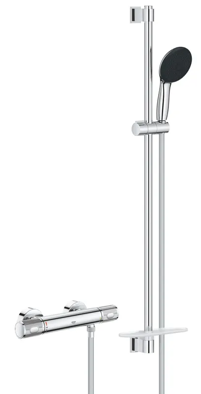 Baterie dus Grohe 34853001, 0.8 bar, 80 mm, 317 mm, 110 mm, 1.75 m, 900 mm, 2 orificii instalare, Crom