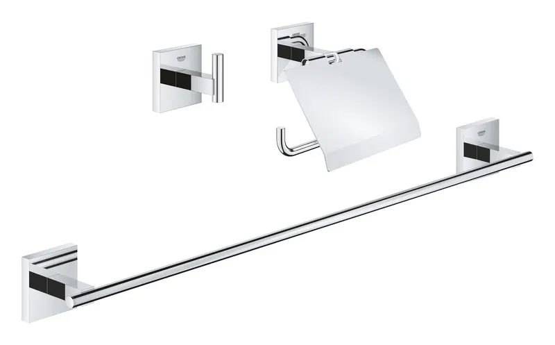 Pachet accesorii baie Grohe 41124000, 3in1 accesorii Start Cube, tip instalare pe perete, numar piese 3, crom