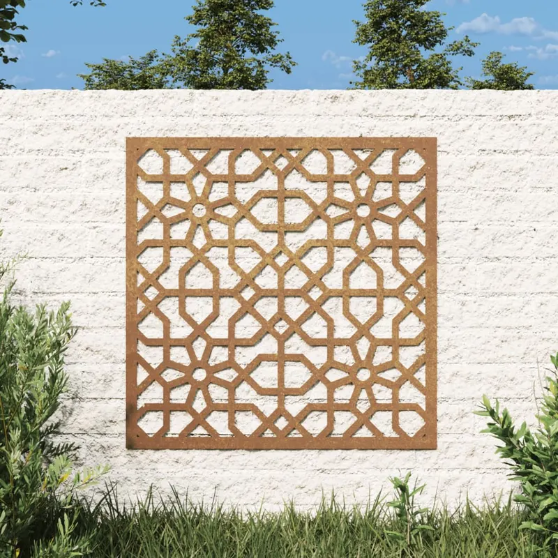 decor perete de gradina 55x55 cm, design maur, otel corten