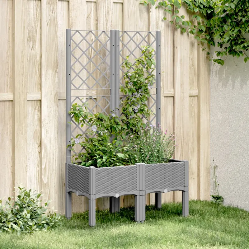 jardiniera de gradina cu spalier, gri deschis, 80x40x142 cm, pp