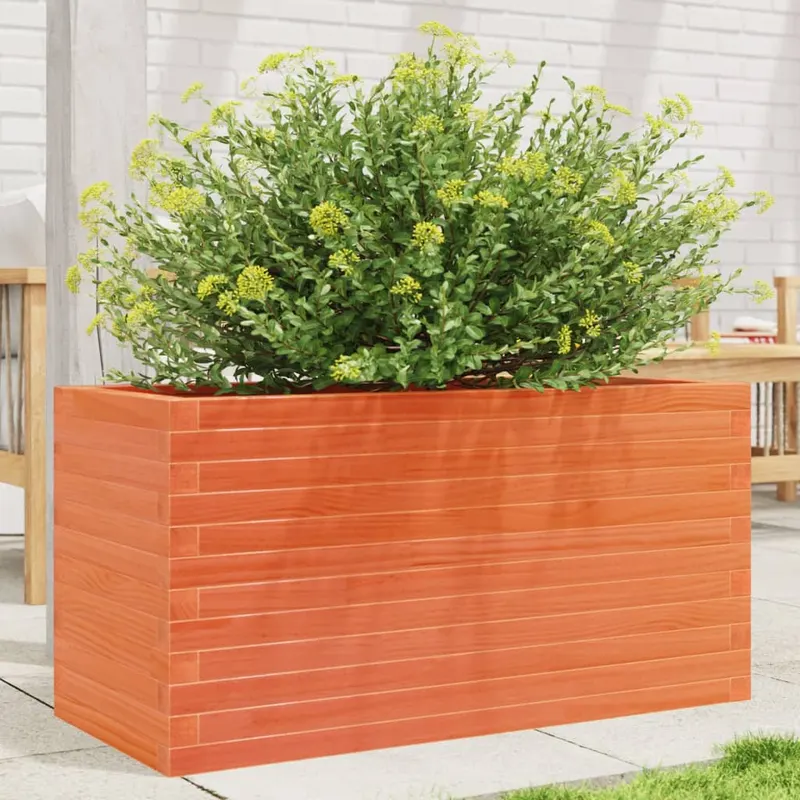 jardiniera gradina, maro ceruit, 90x40x45,5 cm, lemn masiv pin