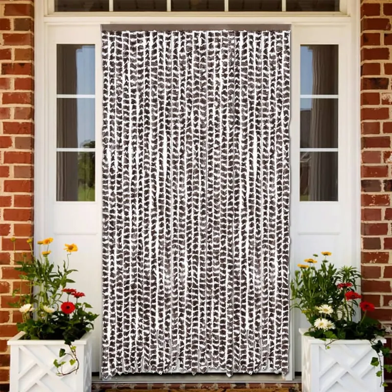 perdea pentru insecte, maro si alb, 118x220 cm, chenille