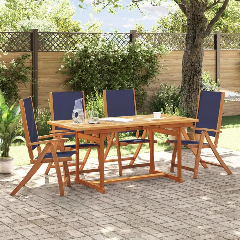 set mobilier de gradina, 5 piese, lemn masiv acacia/textilena