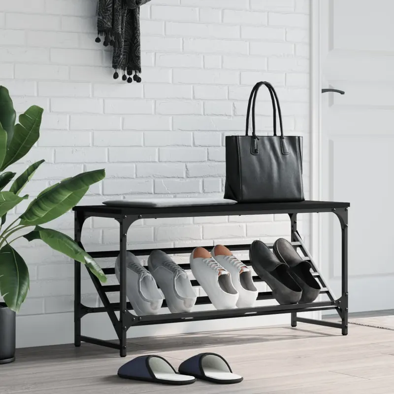 suport pantofi, negru, 90x30x45 cm, lemn prelucrat