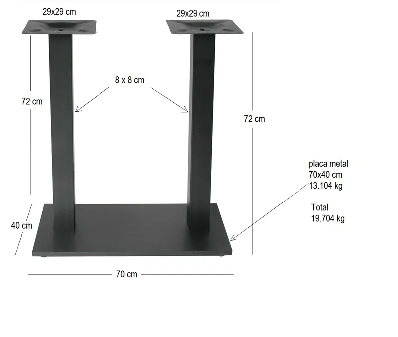 Picioare metalice pentru masa 120x70 cm,negru