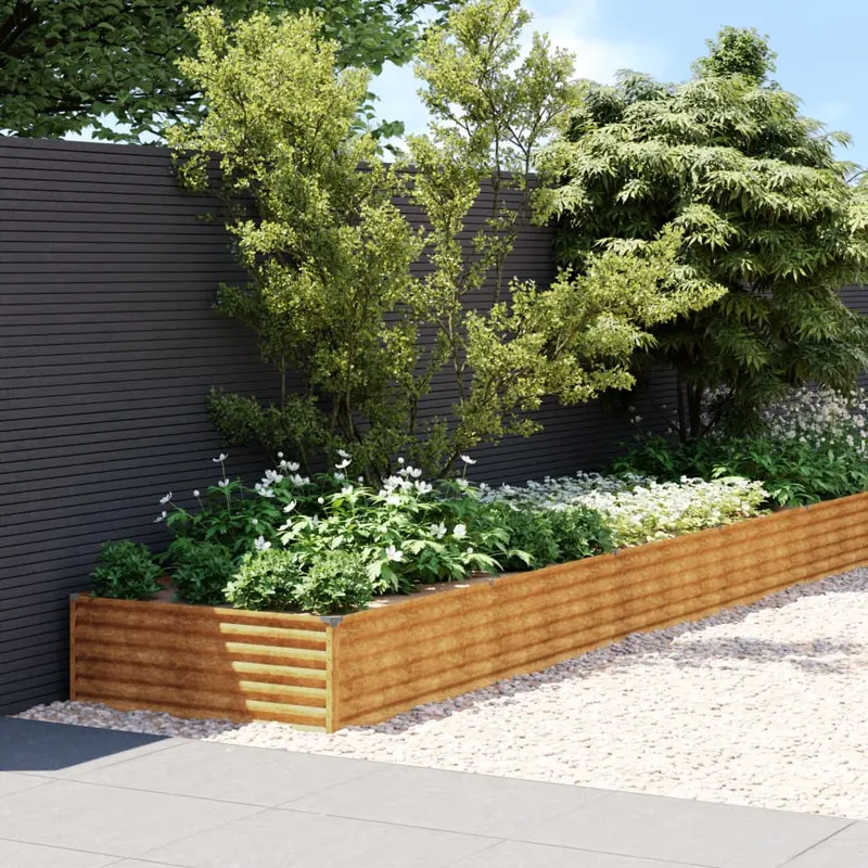 strat inaltat de gradina, 960x100x36 cm, otel corten