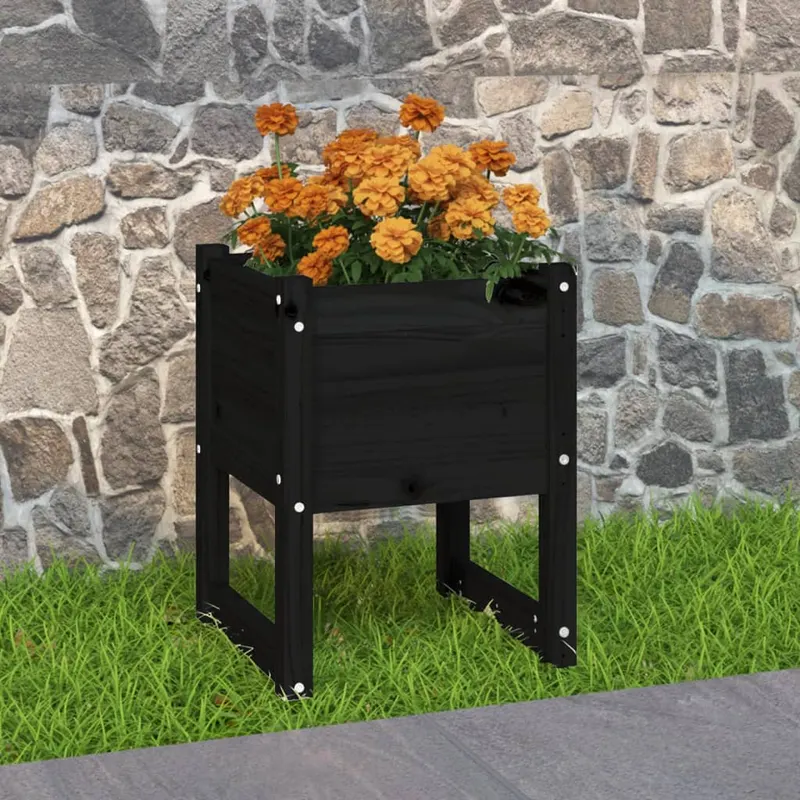 jardiniera, negru , 40x40x52,5 cm, lemn masiv de pin