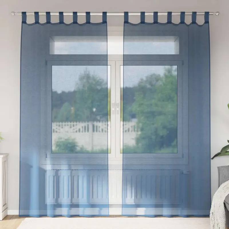 perdele voile cu buzunare pentru bare 2 buc albastru regal