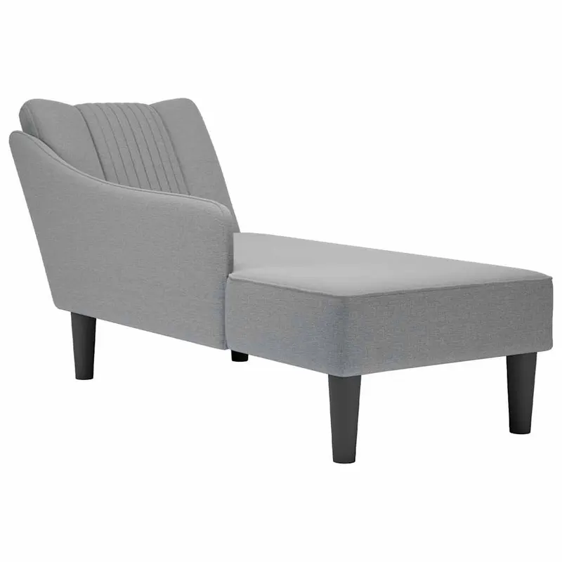 sezlong cu cotiera dreapta din material gri deschis