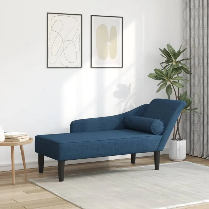 sezlong cu perne, albastru, material textil