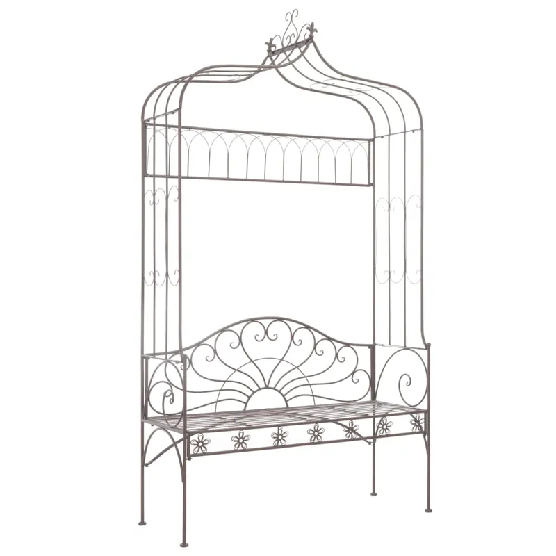 banca de gradina, maro vintage, 122 cm, fier