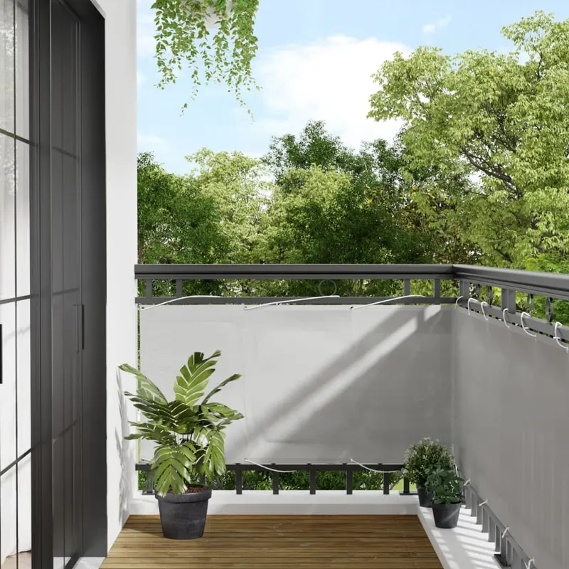 paravan de balcon gri deschis 75x600 cm 100% poliester oxford