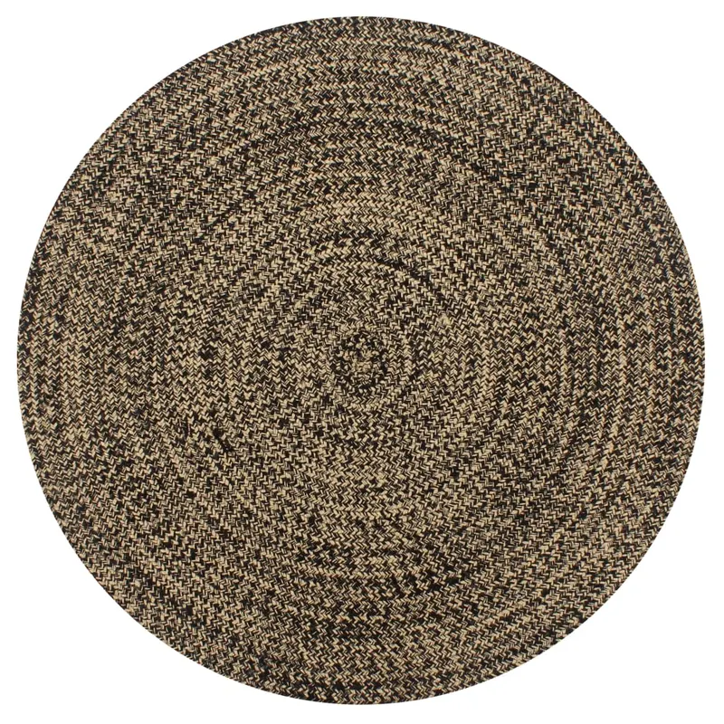covor manual, negru si natural, 90 cm, iuta
