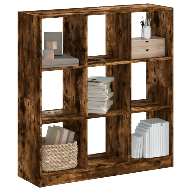 biblioteca, stejar fumuriu, 102x32x108 cm, lemn prelucrat