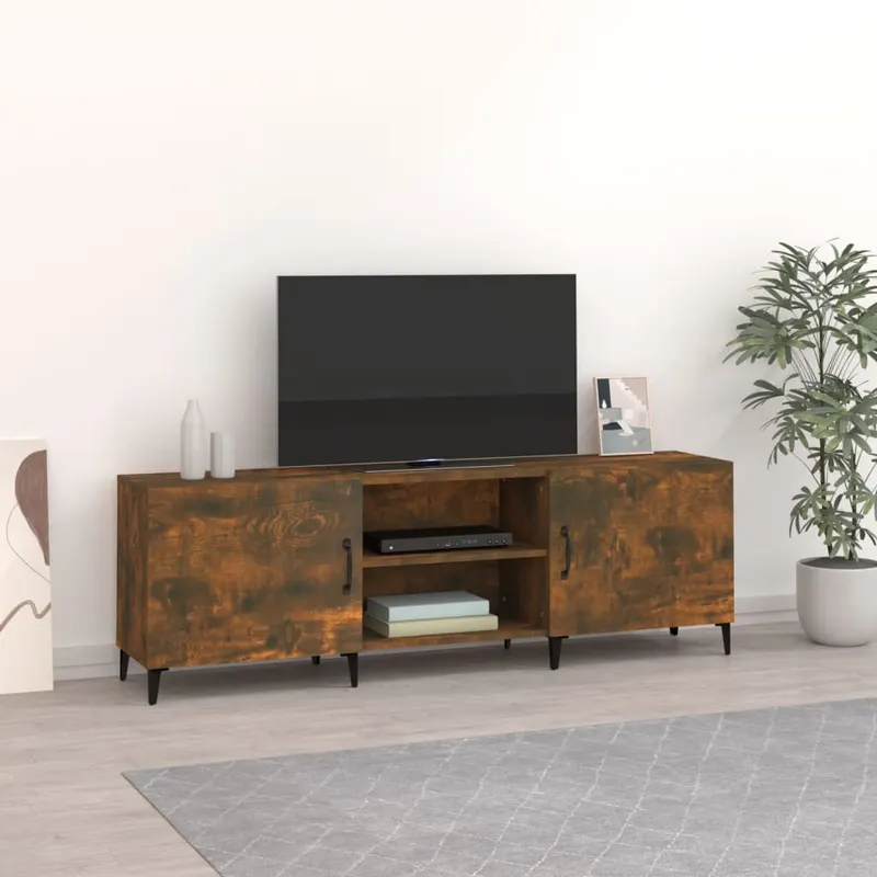 comoda tv, stejar fumuriu, 150x30x50 cm, lemn compozit