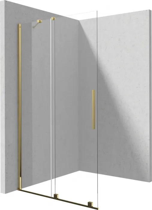 Paravan dus sticla auriu lucios securizata walk-in cu usa glisanta, 140x195 cm, Deante Prizma