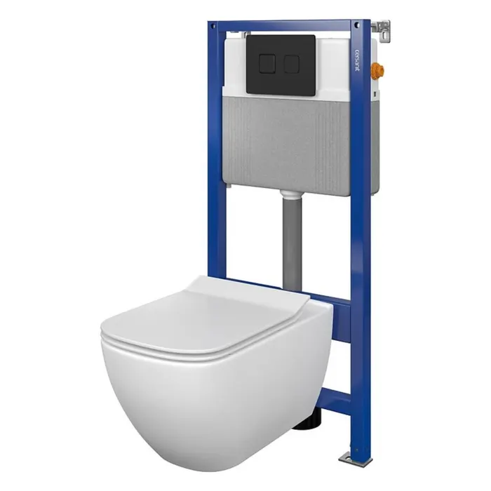 Set WC incastrat Cersanit Aqua 52 penumatic + vas WC suspendat CleanOn + capac softclose