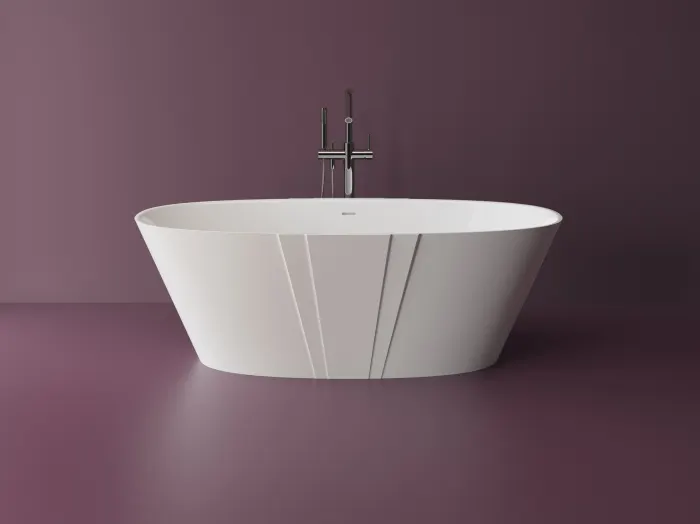 Cada freestanding ovala, compozit alb lucios, 167x89.7x55.5 cm, Manor