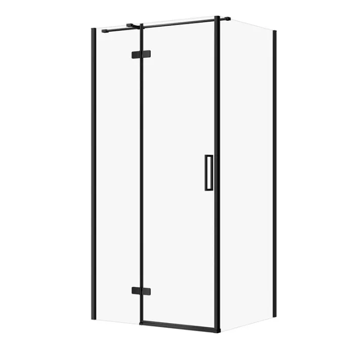 Cabina de dus 80x100x195 cm, sticla securizata 6 mm, negru, Cersanit Jota