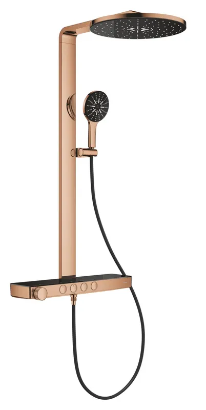 Sistem de dus Grohe 101680DA00 SPA Aqua Pure, termostat, palarie dus 360 mm, 3 functii para dus, cupru lucios