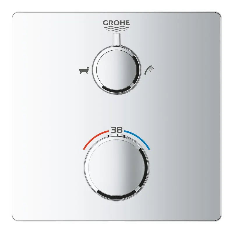 Unitate comanda cada Grohe 24080000, 1 bar, 158 mm, 10 mm, 2 iesiri, 1 functii palarie dus, 1 2 dimensiune racord, Crom