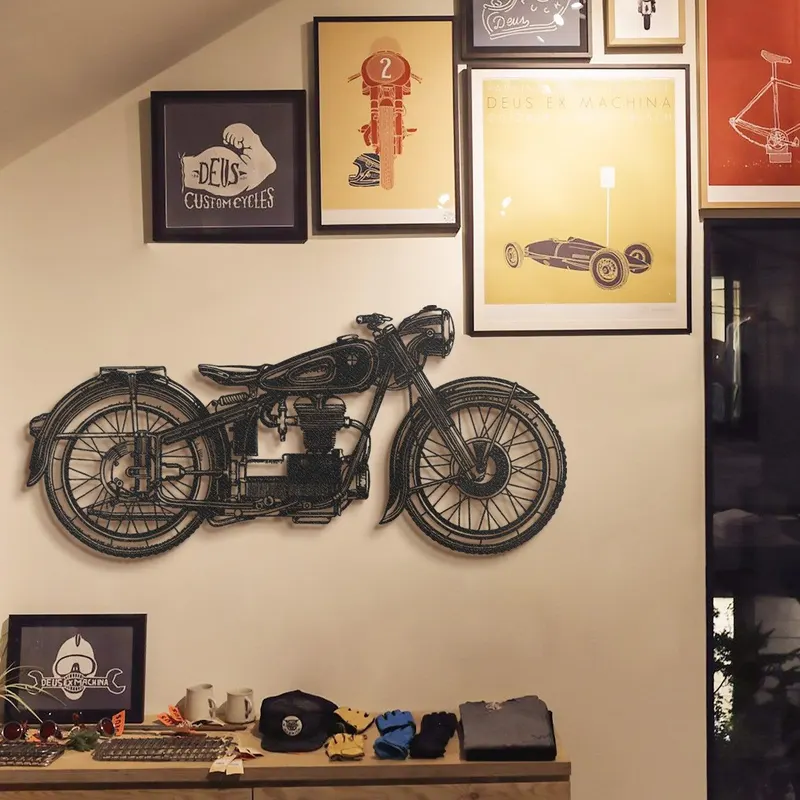 Decoratiune de perete Metal Motocicleta, Negru, 100x47 cm - Negru