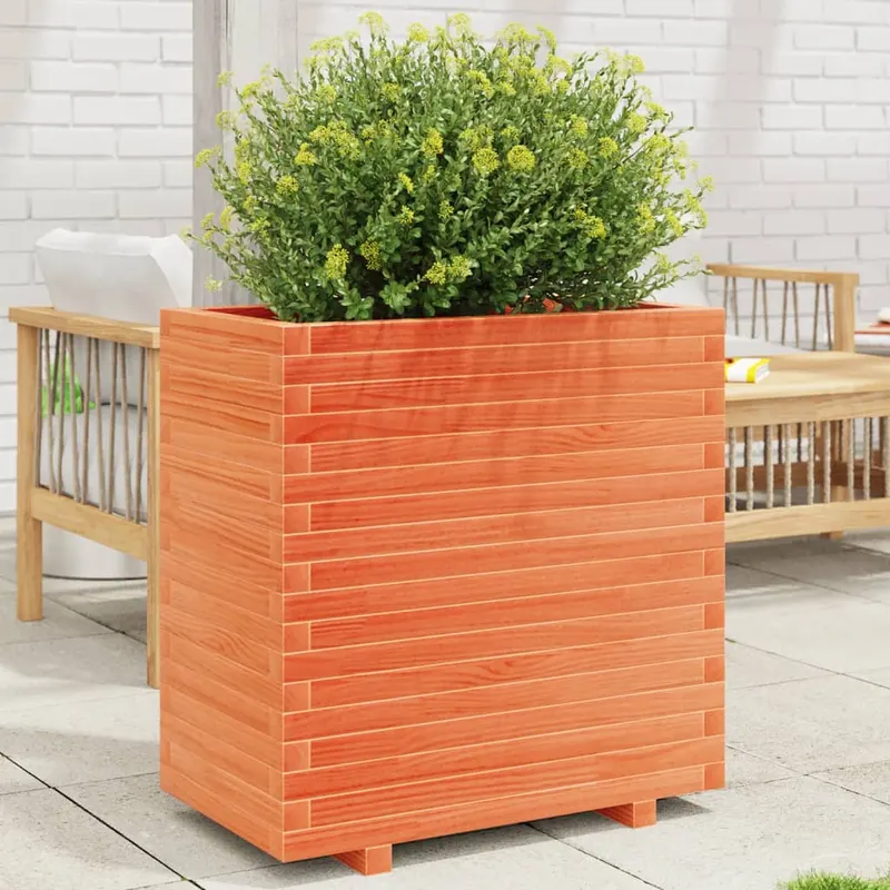 jardiniera gradina, maro ceruit, 70x40x72,5 cm, lemn masiv pin