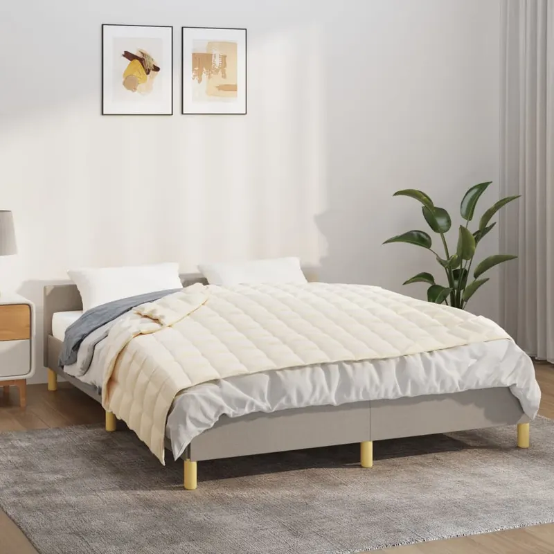 patura grea, crem deschis, 152x203 cm, 7 kg, material textil