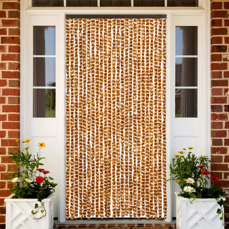 perdea pentru insecte, ocru si alb, 100x230 cm, chenille