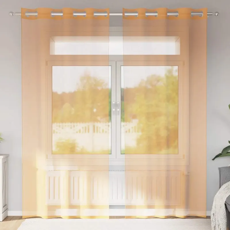 perdele voile cu oelii 2 buc portocaliu 140x245 cm