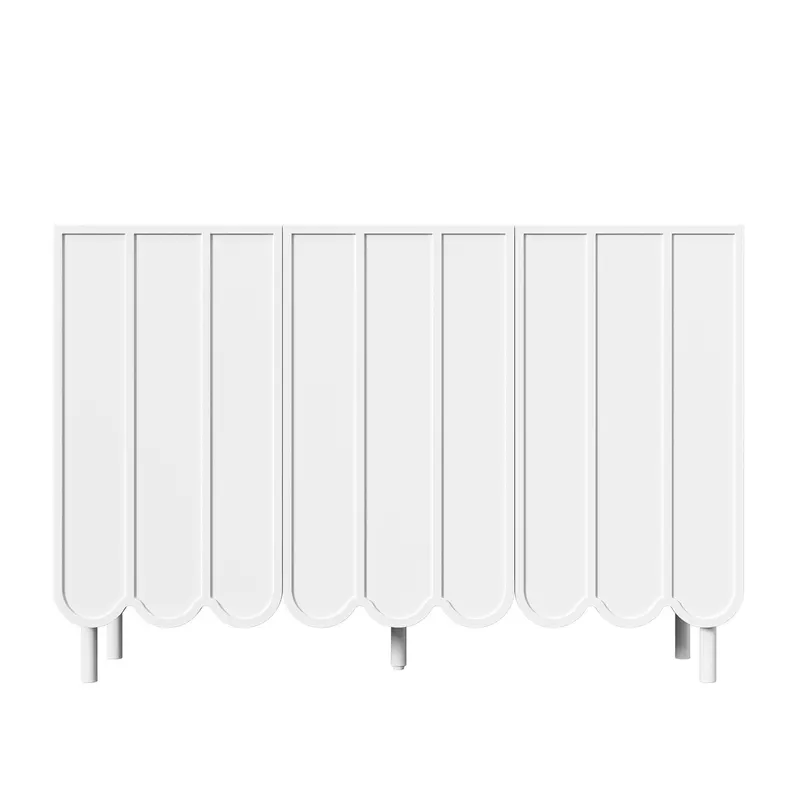 Comodă cu uși ondulate, spațiu de depozitare pentru living, hol & sufragerie, 120x35x80 cm, Alb