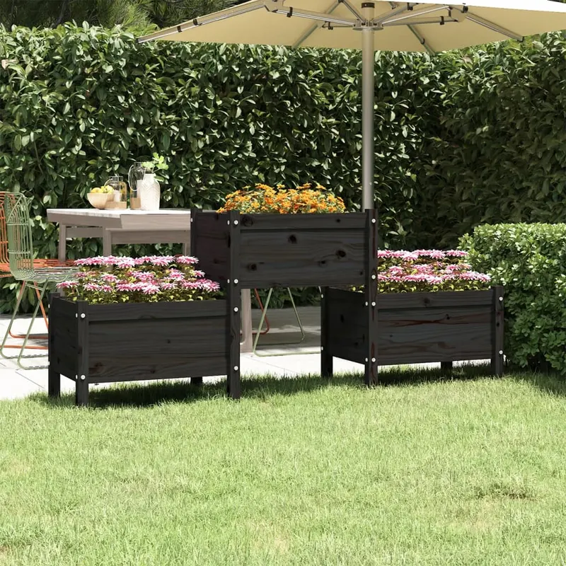 jardiniera, negru, 178,5x44x75 cm, lemn masiv de pin
