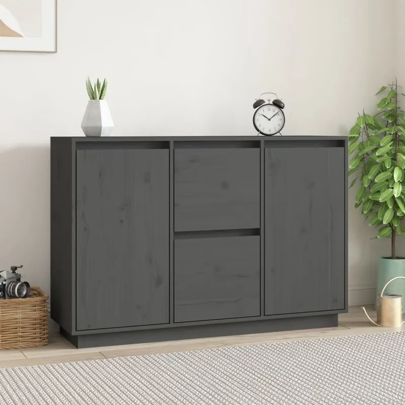 servanta, gri, 111x34x75 cm, lemn masiv de pin
