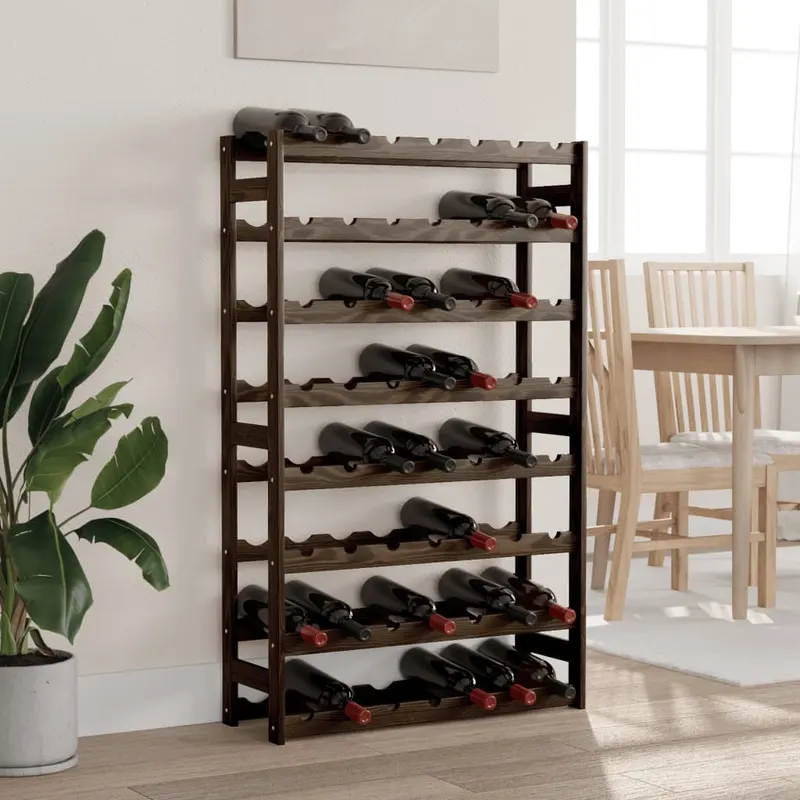 suport sticle de vin, 56 sticle, negru, lemn masiv de pin