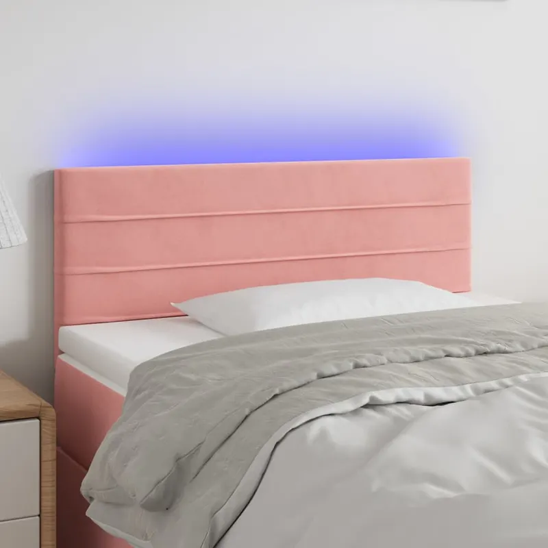 tablie de pat cu led, roz, 90x5x78/88 cm, catifea