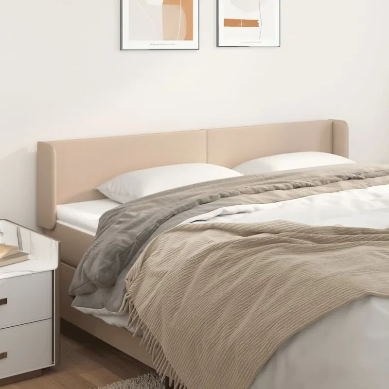 tablie pat cu aripioare cappuccino 203x16x78/88 cm piele eco