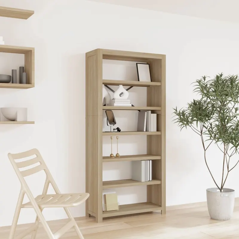 biblioteca cu 6 rafturi, 80x30x170 cm, lemn masiv de acacia