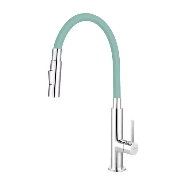 Baterie bucatarie Ferro Zumba Slim 2F menta cu pipa flexibila