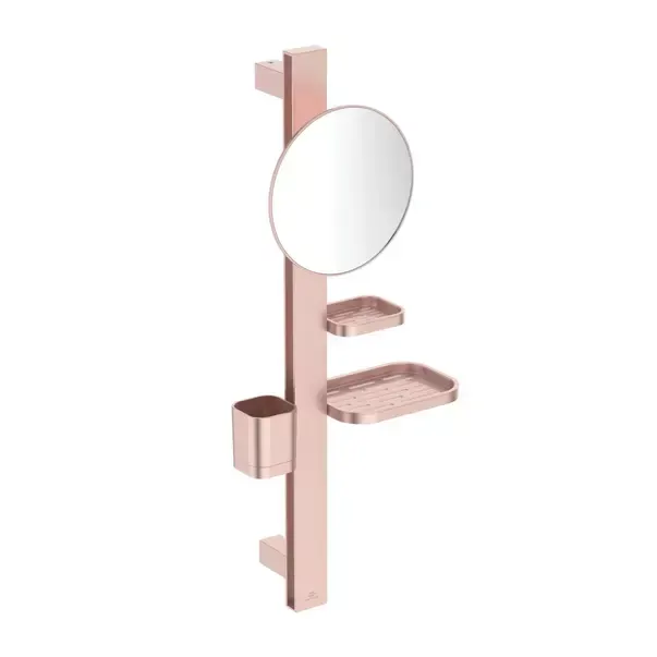 Set accesorii pentru lavoar Ideal Standard Alu+ rose mat din aluminiu 70 cm cu oglinda mobila